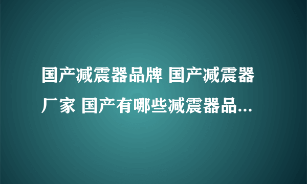 国产减震器品牌 国产减震器厂家 国产有哪些减震器品牌【品牌库】