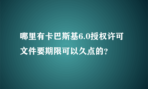 哪里有卡巴斯基6.0授权许可文件要期限可以久点的？