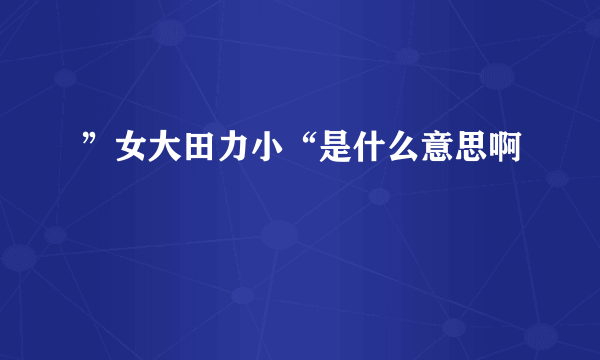 ”女大田力小“是什么意思啊