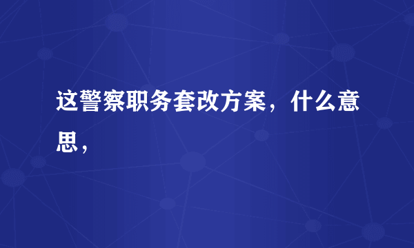 这警察职务套改方案，什么意思，