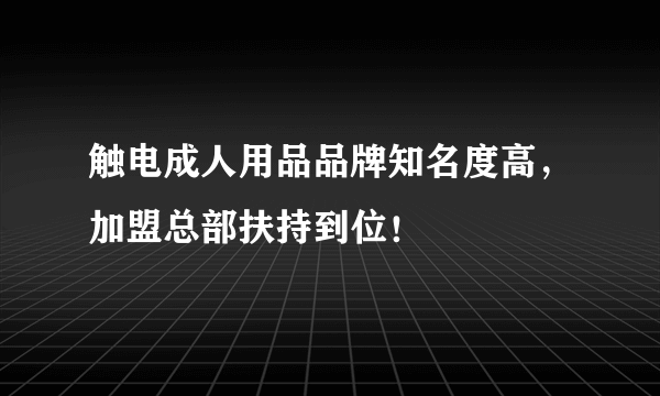 触电成人用品品牌知名度高，加盟总部扶持到位！