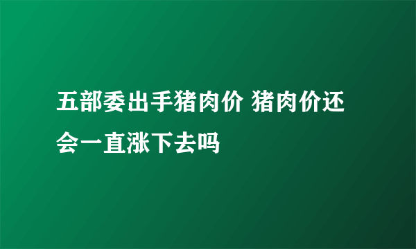 五部委出手猪肉价 猪肉价还会一直涨下去吗