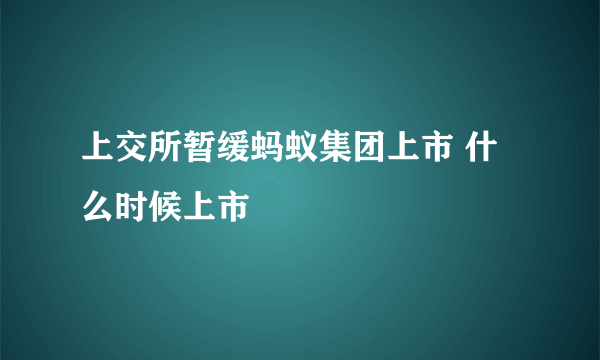 上交所暂缓蚂蚁集团上市 什么时候上市