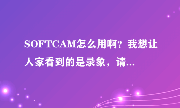 SOFTCAM怎么用啊？我想让人家看到的是录象，请问怎么设置！