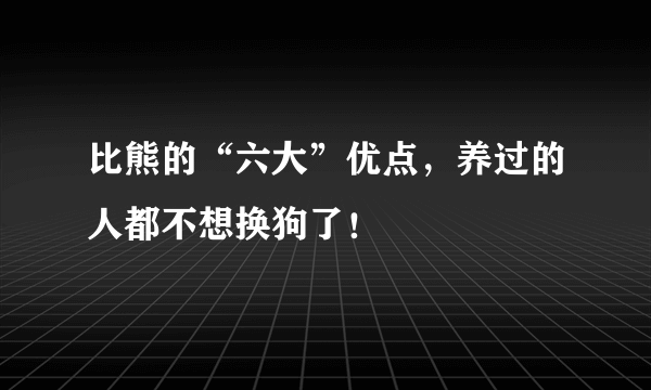 比熊的“六大”优点，养过的人都不想换狗了！