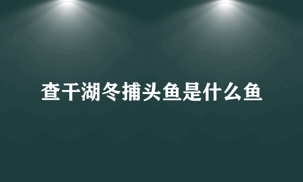 查干湖冬捕头鱼是什么鱼