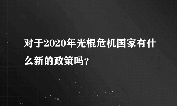 对于2020年光棍危机国家有什么新的政策吗？