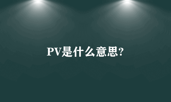 PV是什么意思?