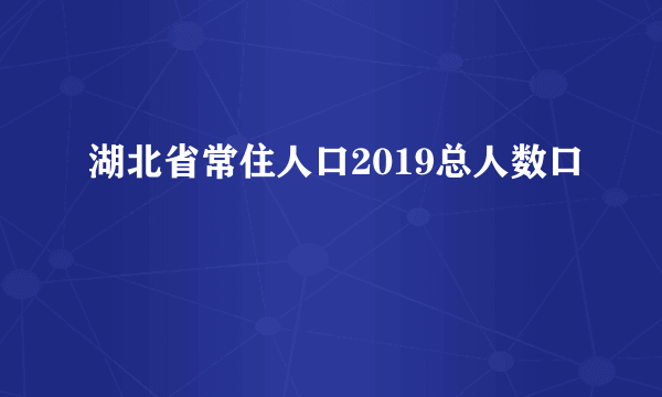 湖北省常住人口2019总人数口