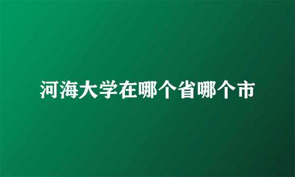 河海大学在哪个省哪个市