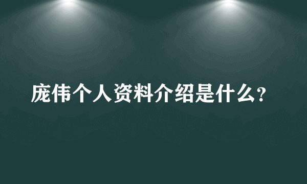 庞伟个人资料介绍是什么？