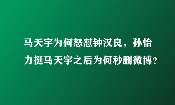 马天宇为何怒怼钟汉良，孙怡力挺马天宇之后为何秒删微博？