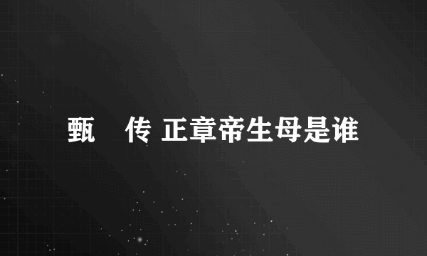 甄嬛传 正章帝生母是谁