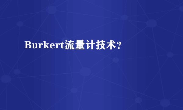 Burkert流量计技术？