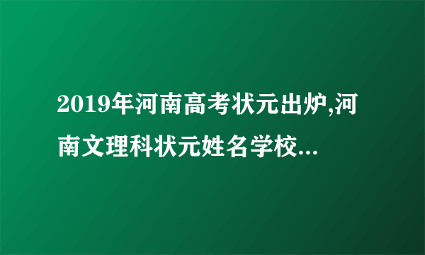 2019年河南高考状元出炉,河南文理科状元姓名学校及分数 