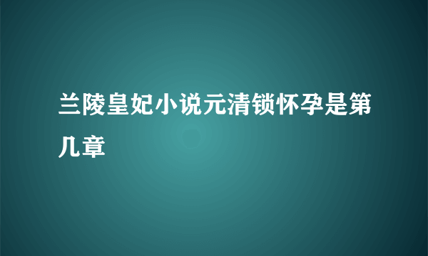 兰陵皇妃小说元清锁怀孕是第几章