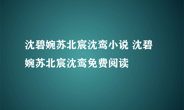 沈碧婉苏北宸沈鸾小说 沈碧婉苏北宸沈鸾免费阅读