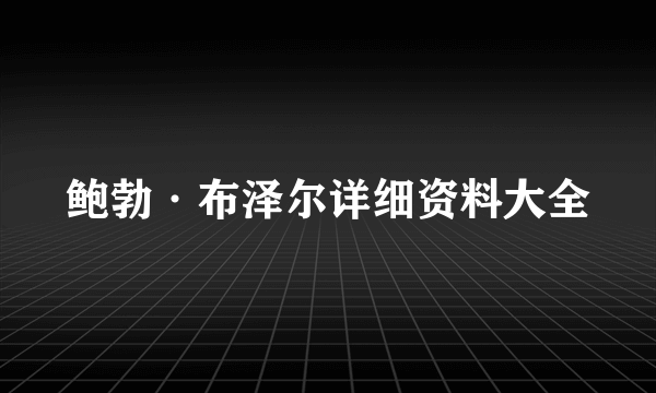 鲍勃·布泽尔详细资料大全