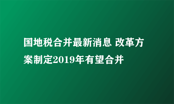 国地税合并最新消息 改革方案制定2019年有望合并