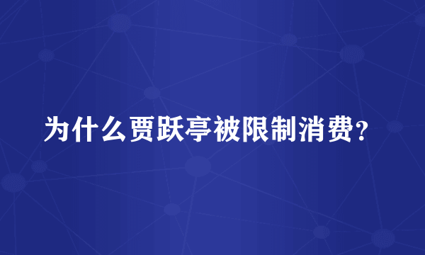 为什么贾跃亭被限制消费？