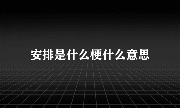 安排是什么梗什么意思