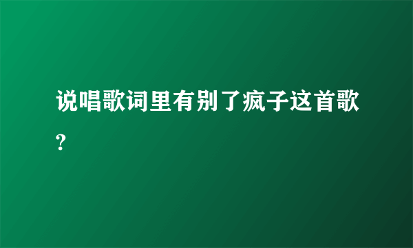 说唱歌词里有别了疯子这首歌?