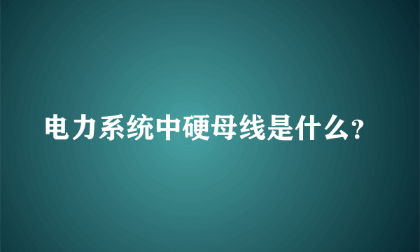 电力系统中硬母线是什么？