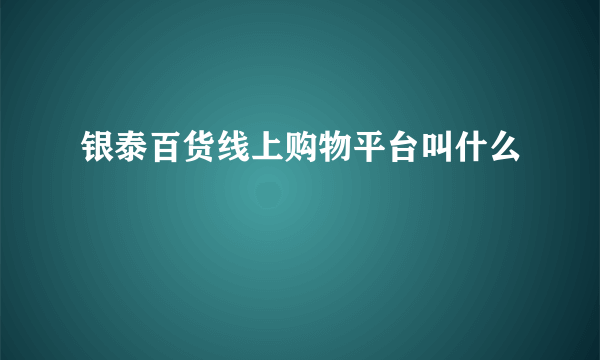 银泰百货线上购物平台叫什么