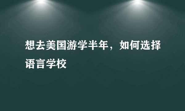 想去美国游学半年，如何选择语言学校