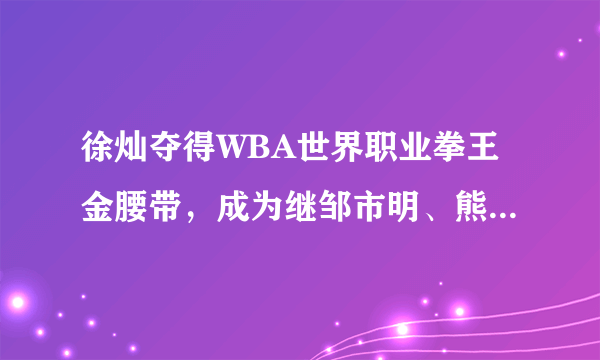 徐灿夺得WBA世界职业拳王金腰带，成为继邹市明、熊朝忠后第三位中国拳王，怎么评价？