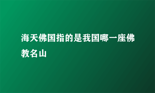 海天佛国指的是我国哪一座佛教名山