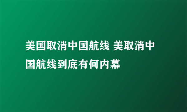 美国取消中国航线 美取消中国航线到底有何内幕