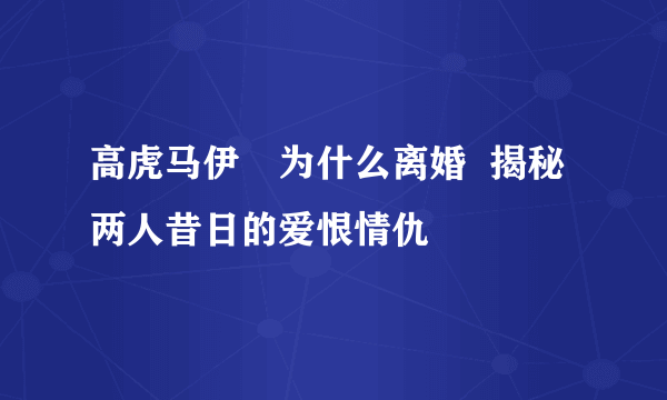 高虎马伊琍为什么离婚  揭秘两人昔日的爱恨情仇