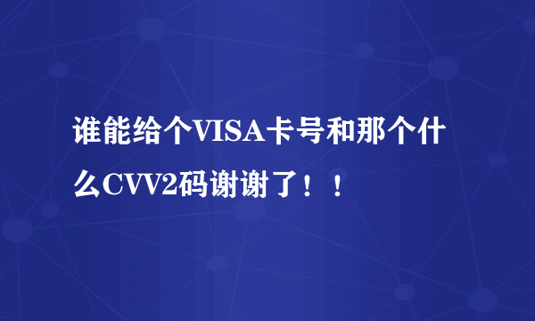 谁能给个VISA卡号和那个什么CVV2码谢谢了！！