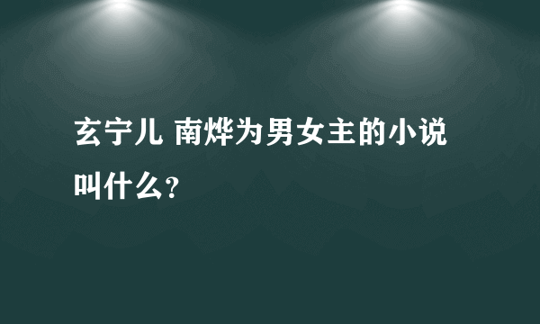 玄宁儿 南烨为男女主的小说叫什么？