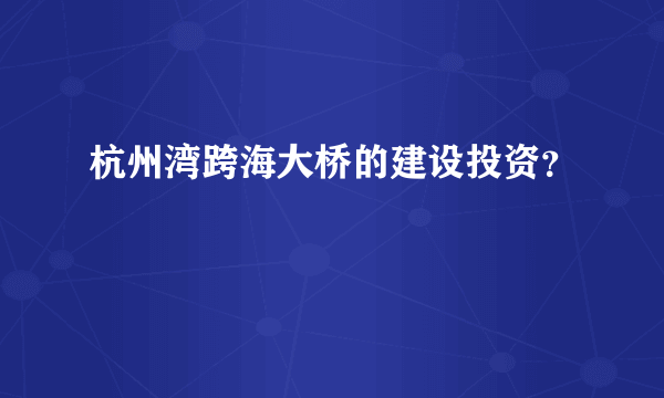 杭州湾跨海大桥的建设投资？