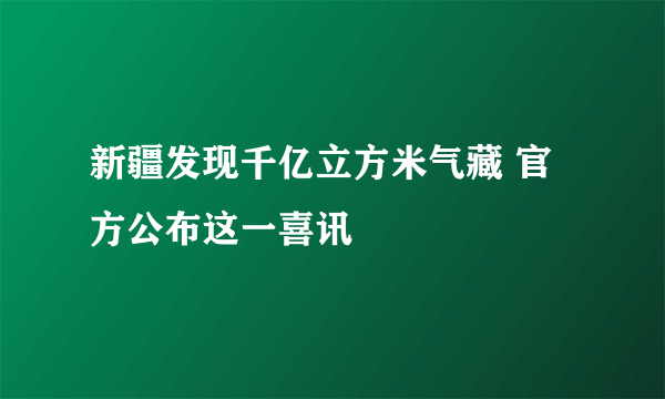 新疆发现千亿立方米气藏 官方公布这一喜讯