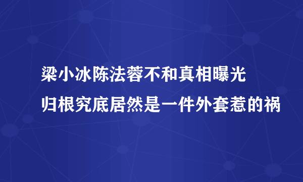 梁小冰陈法蓉不和真相曝光 归根究底居然是一件外套惹的祸