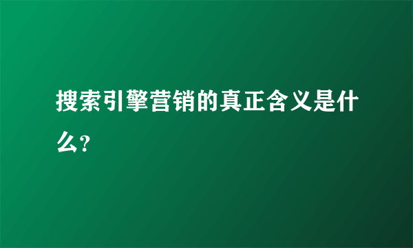 搜索引擎营销的真正含义是什么？