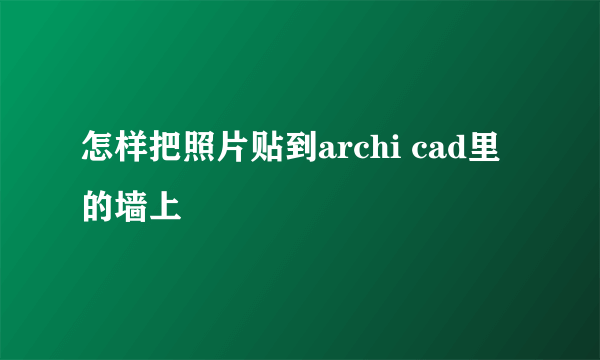 怎样把照片贴到archi cad里的墙上