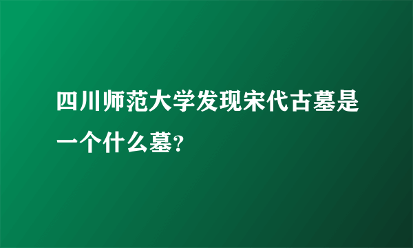 四川师范大学发现宋代古墓是一个什么墓？