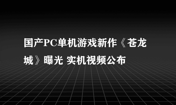 国产PC单机游戏新作《苍龙城》曝光 实机视频公布