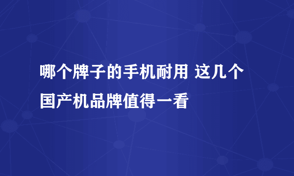 哪个牌子的手机耐用 这几个国产机品牌值得一看