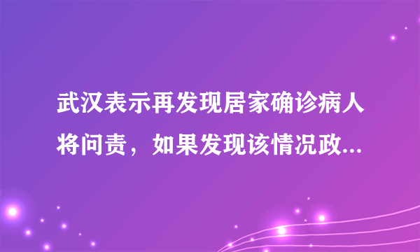 武汉表示再发现居家确诊病人将问责，如果发现该情况政府具体会怎样问责？