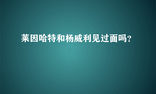 莱因哈特和杨威利见过面吗？