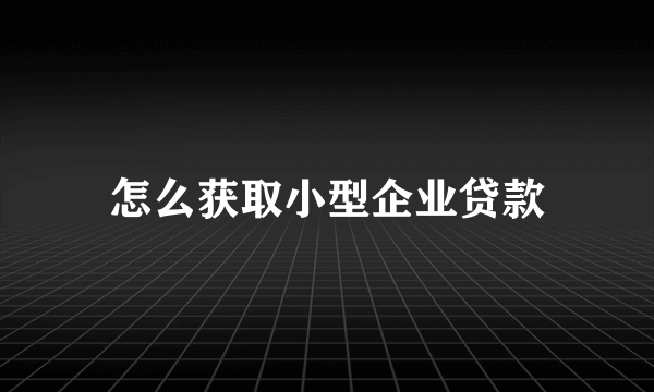 怎么获取小型企业贷款