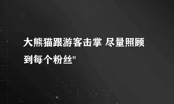 大熊猫跟游客击掌 尽量照顾到每个粉丝