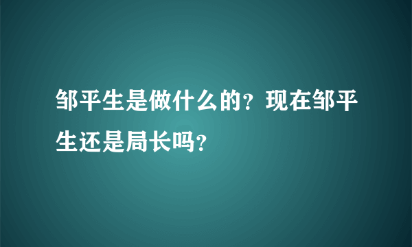 邹平生是做什么的？现在邹平生还是局长吗？