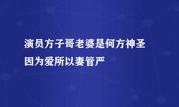 演员方子哥老婆是何方神圣 因为爱所以妻管严