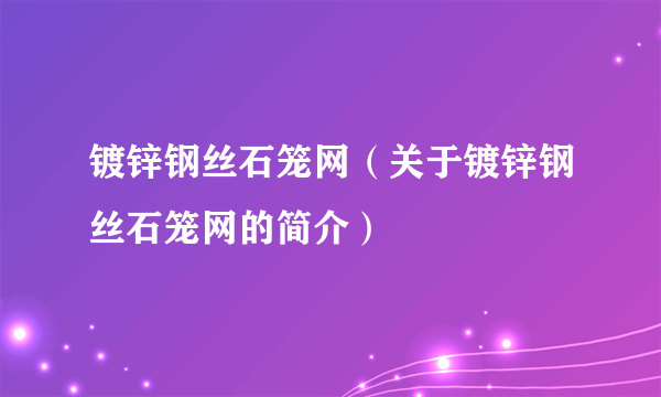 镀锌钢丝石笼网（关于镀锌钢丝石笼网的简介）